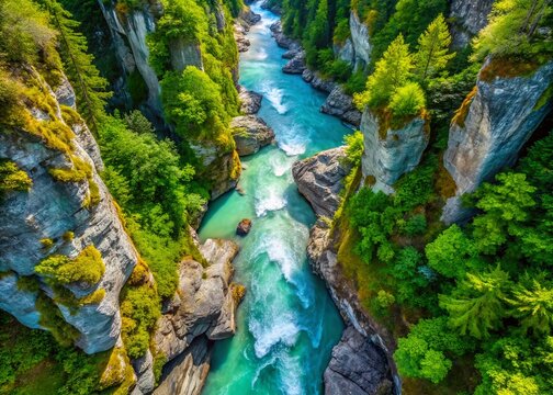 Aerial View of Wolfsklamm Gorge, Stans, Austria - Dramatic Mountain Landscape