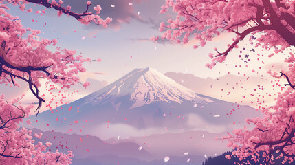 fuji mountain japan in Spring background