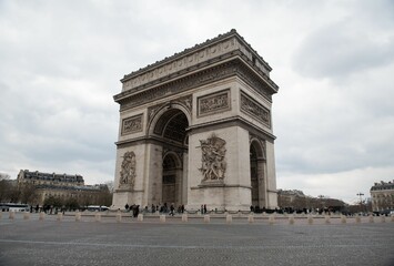 Arc de Triomphe under a cloudy sky