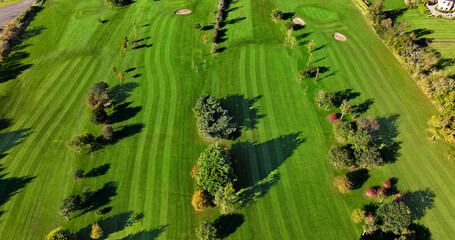 Aerial view of a Golf fairway at a Golf Club in the UK