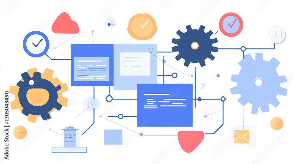 Poster connected gears and processes in a business setting