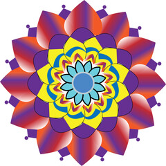 purple colors flowers design with yellow mixing vector and mandala design 