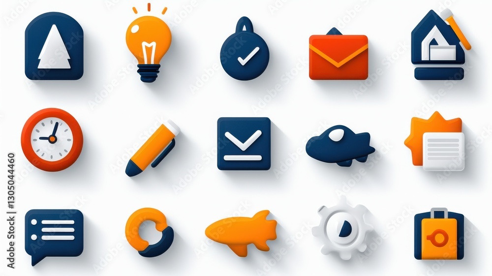 Poster comprehensive set of digital business icons illustrating key concepts strategies and tools for succe