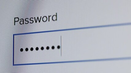 Entering password window in a computer screen
