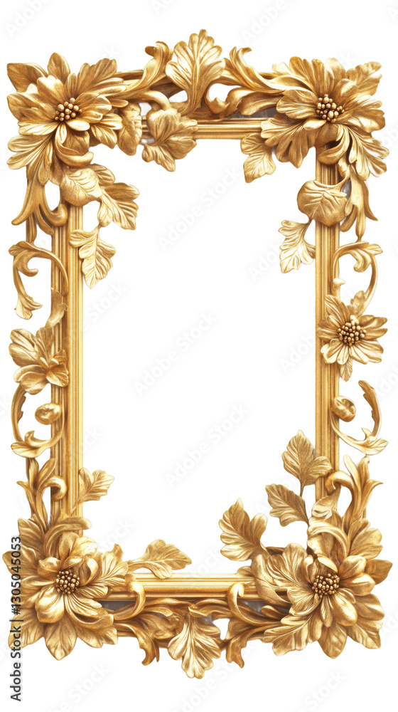 Aufkleber golden floral frame with transparent background, creating a luxurious and decorative element for var