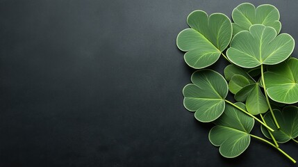 A vibrant green background designed for St. Patrick's Day, featuring a cluster of shamrocks and ample space for custom text. Ideal for festive announcements and greetings