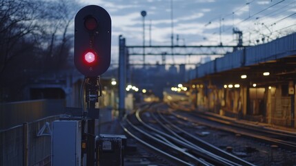 Night view of the city with dimly lit train tracks, reflecting the fast-paced metro environment