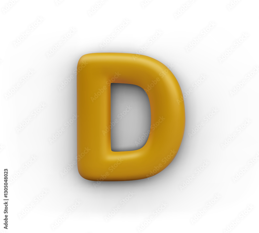 Poster capital letter d for web design, greeting concepts. gold isolated text element. vector template on w