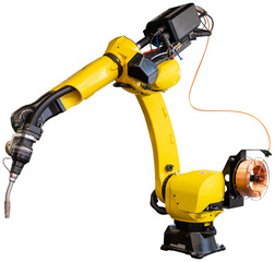 Isolated yellow automatic welding robot