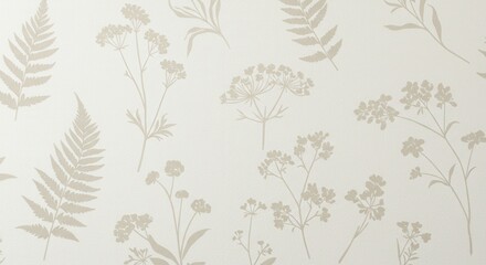 Botanical Pattern Wallpaper with Fern and Wildflower Design Background