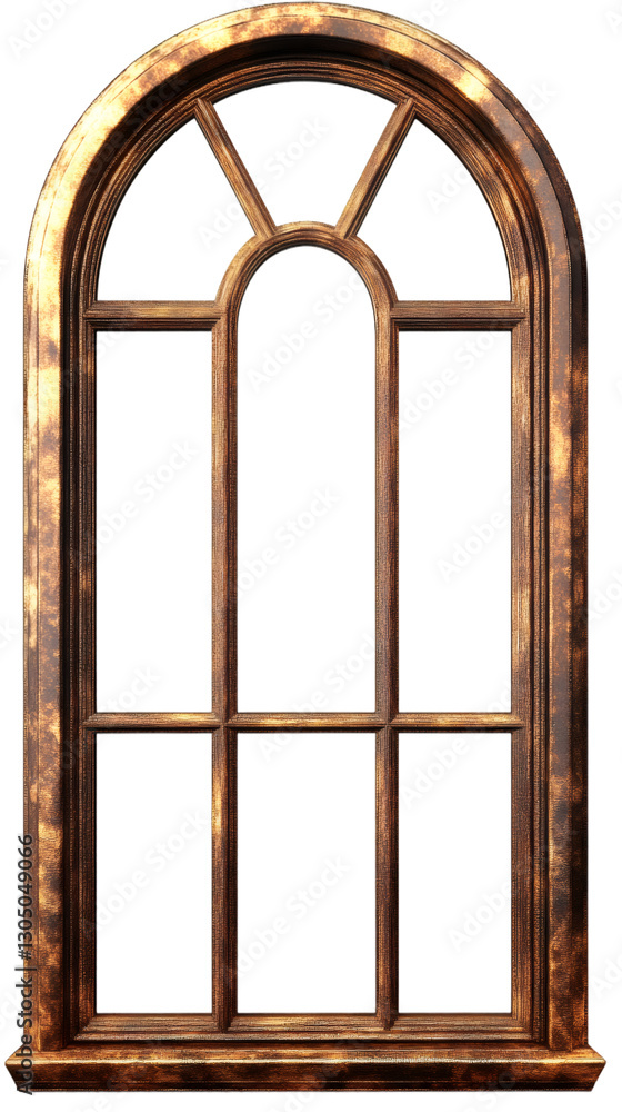 Poster weathered wooden window frame, transparent backdrop highlighting architectural details for interior 