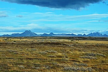Iceland-outlook of Langjökull Glacier since Gullfoss waterfall on the river Hvítá