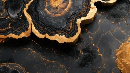 Fototapeta premium Abstract gold and black textured layers
