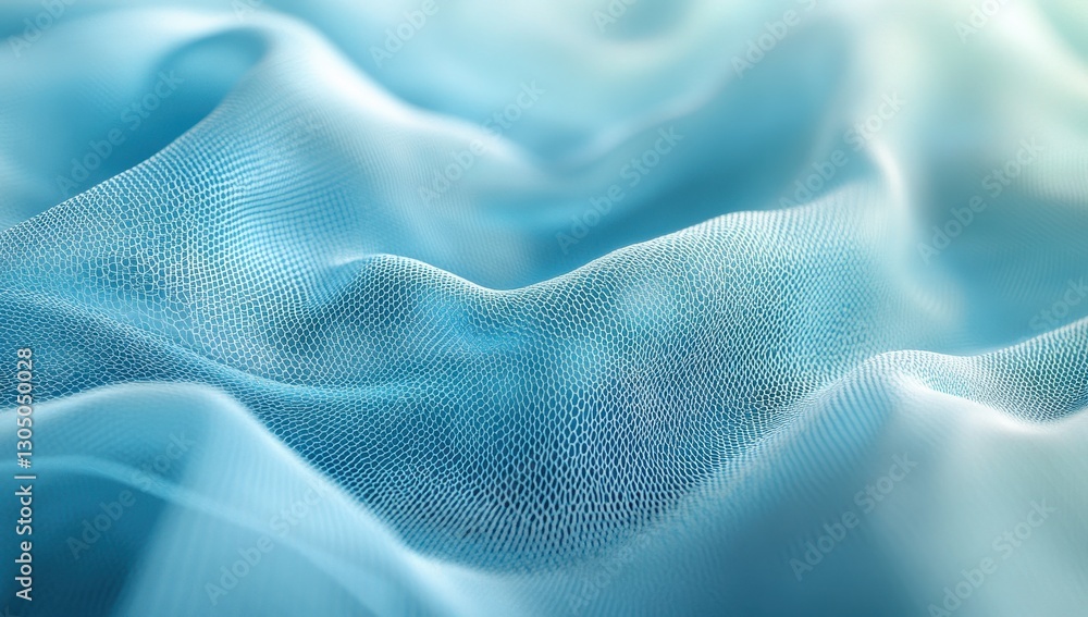 Poster soft and flowing blue fabric texture with delicate waves and light play for creative backgrounds and