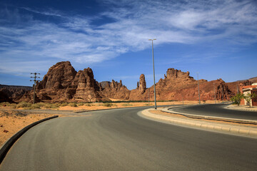 Red cliffs near AlUla view, Saudi Arabia