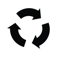 Circular Flow Loop Arrows Black Silhouette Vector on White Background