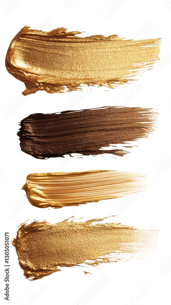 Poster Metallic gold and bronze brushstrokes creating a vibrant, textured design element on a transparent background, adding luxury to projects