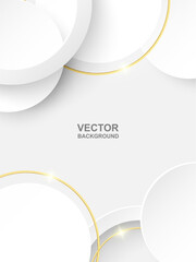 Luxury white and gold abstract background with soft light and shadow. Elegant circle geometric design. vector illustration.