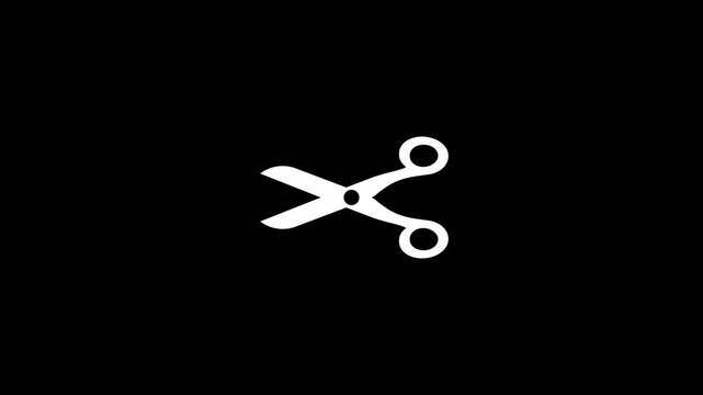 Animation video of a scissors cutting on green background