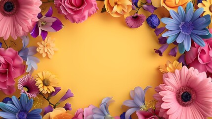 Vibrant Floral Frame: A Colorful Springtime Arrangement