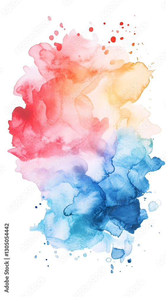 Poster vivid watercolor splash creating artistic design, transparent background highlighting colorful paint