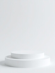 Minimalist White Podium Sits Atop A Plain White Background, Showcasing A Luxurious And Clean Design With Simple Elegance.