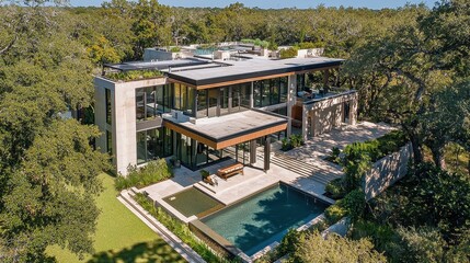  Sunlit Geometric Modern Estate with Rooftop Garden