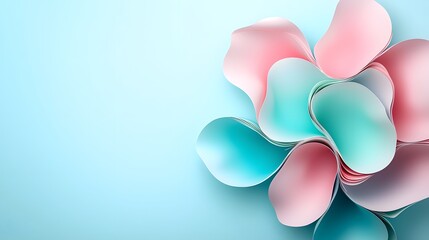 Fototapeta premium Colorful Abstract Flower Shape Design with Soft Gradients on Light Blue Background