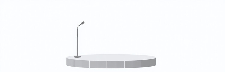 Isolated Vector Illustration Of A Rostrum And Podium With Microphone, Set Against A White Background Featuring A Black Tribune Icon.