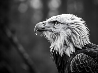 portrait of a bald eagle. Head of a eagle with Black and white Background