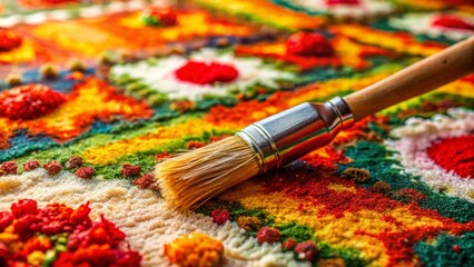 Obraz premium Artistic Rug Design: Abstract Paintbrush Stroke Pattern, Food Photography Style