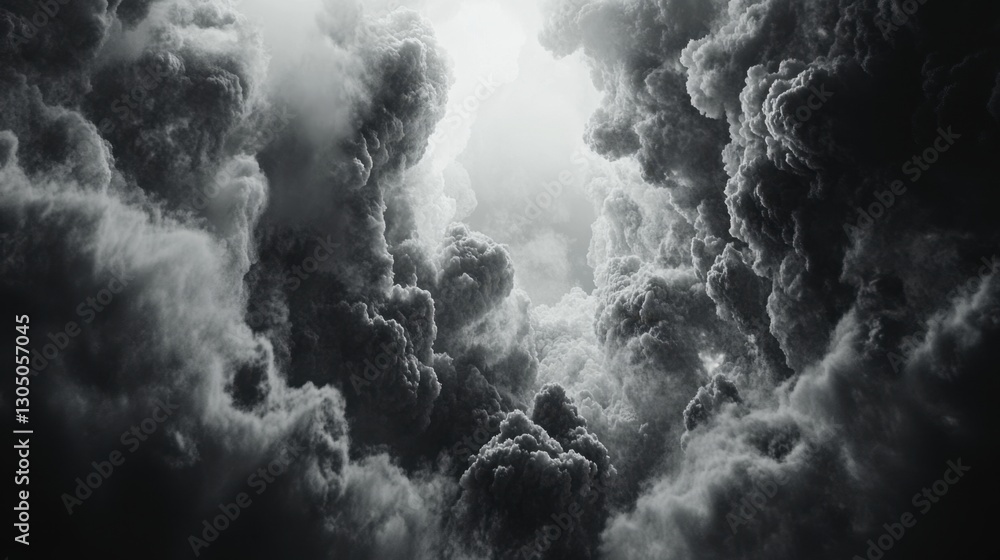 Aufkleber dramatic cloudscape in monochrome with ethereal light creating a moody and atmospheric scene for nat