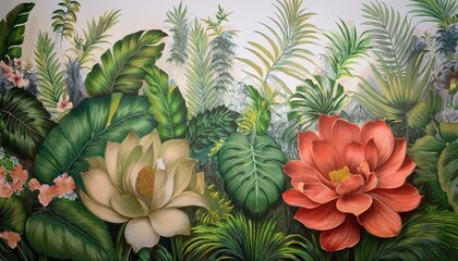 Fototapeta premium Botanic mural, wallpaper design