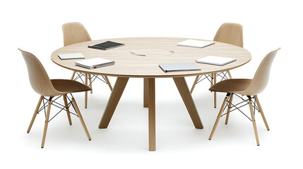 Fototapeta premium A wooden table with four chairs around it