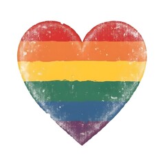 Obraz premium A Rainbow-colored Heart with Grunge Texture – Pride Month Celebration, Rainbow Flag, Love and Acceptance, LGBTQ+ Community