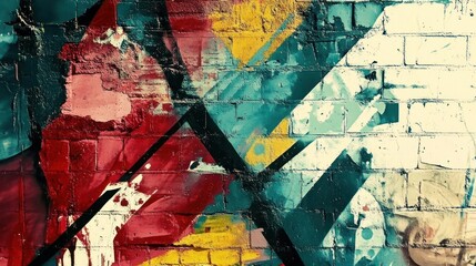 Naklejka premium Colorful graffiti art on brick wall