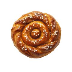 Fototapeta premium Swirl of Sweetness: Capturing a close-up image of a beautifully crafted pastry, its layers are adorned with a light sprinkle of seeds, inviting a moment of indulgence and delight.