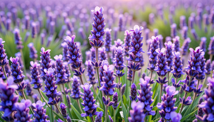 Blooming lavender field for relaxation, aromatherapy, and nature lovers