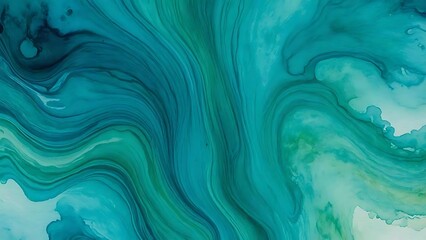 Obraz premium Abstract Teal and Green Liquid Marble Texture