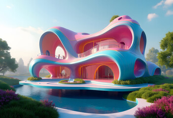 3d rendering futuristic building architecture exterior design
