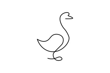 Minimalist swan illustration with continuous lines, simple design suitable for a logo or icon.