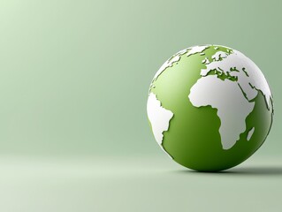Green Earth Globe with White Continents on Light Green Background - Geographical World Concept Artwork