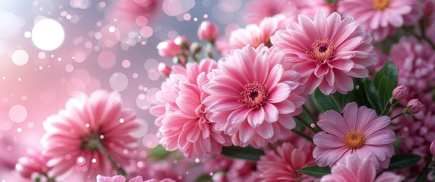 elegant pink theme flowers and bokeh abstract background concept backdrop illustration cartoon