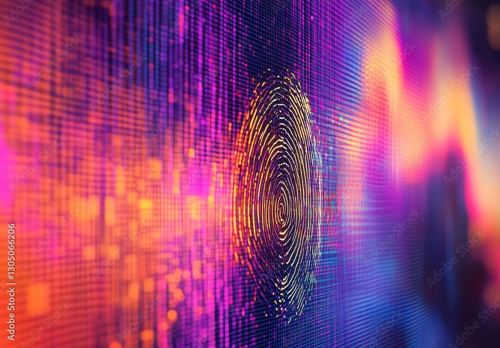 Aufkleber vibrant digital fingerprint abstract artwork with datastreams and colorful background for technology