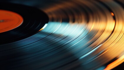 Detailed View Of A Vinyl Record, Showing Grooves And Textures. A Close-Up Look At The Intricate Design Of A Vinyl Record.