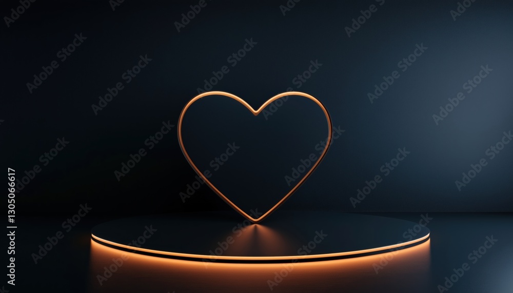 Poster Realistic Heart-Shaped Stand For Product Presentation: Designing An Abstract And Blank Podium Display To Showcase Your Product In A Unique Way.