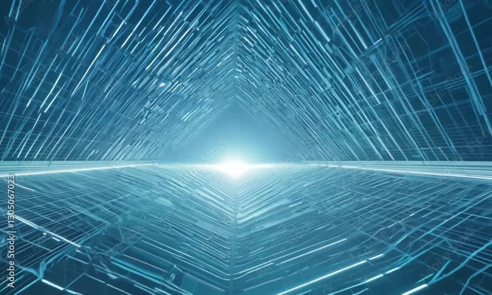 Poster 3d wireframe structure with futuristic light pulse