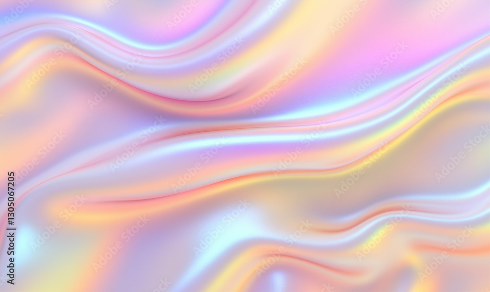 Poster abstract fabric colorful wave. holographic fabric with colorful waves and iridescent effect. abstrac