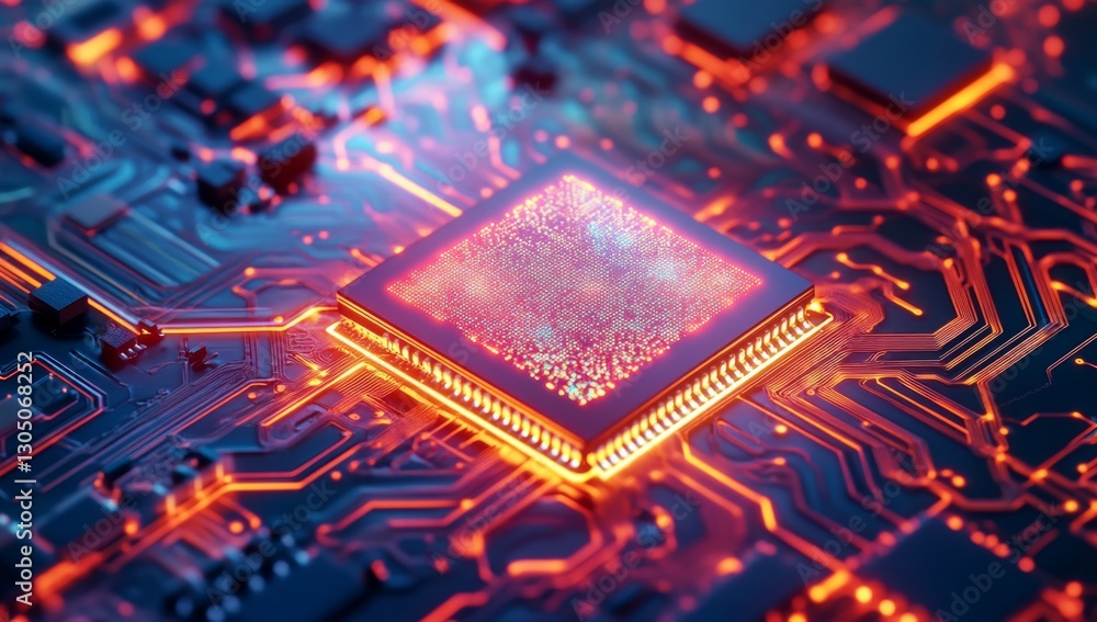 Poster high-tech cpu on circuit board