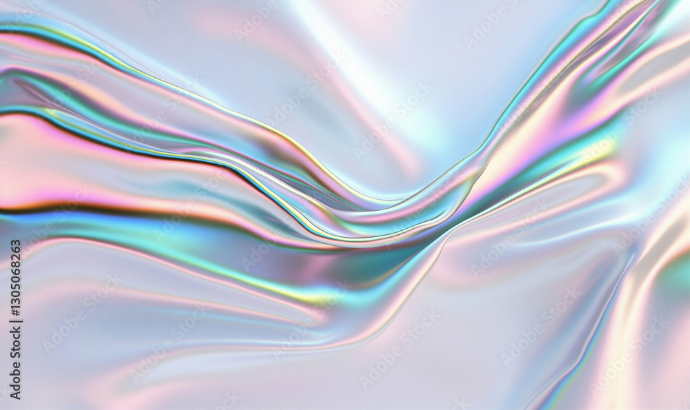 Poster iridescent fabric with smooth texture. abstract iridescent fabric background with flowing smooth lin